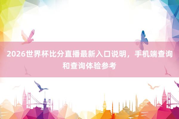 2026世界杯比分直播最新入口说明，手机端查询和查询体验参考