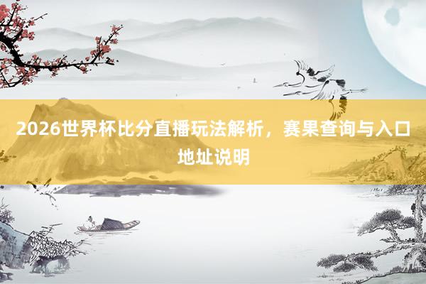 2026世界杯比分直播玩法解析，赛果查询与入口地址说明