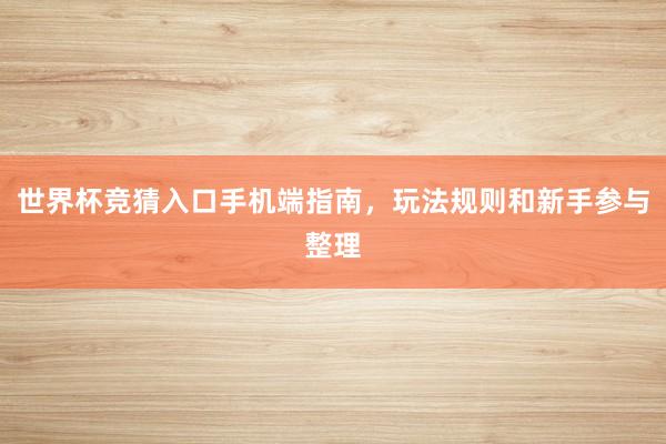 世界杯竞猜入口手机端指南，玩法规则和新手参与整理