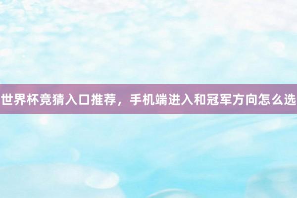 世界杯竞猜入口推荐，手机端进入和冠军方向怎么选
